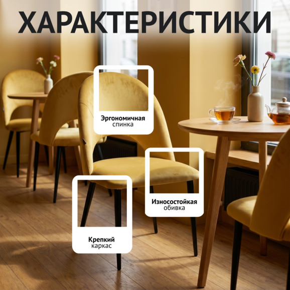 Стул Игнис, велюр Монако 07, ножки металл черный - фото 2