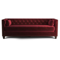Настоящее фото товара Диван-кровать Chesterfield Florence трехместный раскладной красный, произведённого компанией ChiedoCover