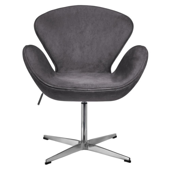 Кресло Swan style chair, тёмно-серый, искусственная замша - фото 2