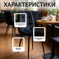 Фотография товара Стул Олис, велюр черный, ножки металл от компании ChiedoCover.