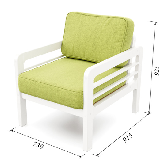 Кресло Эмма зеленое, беленый дуб - фото 6