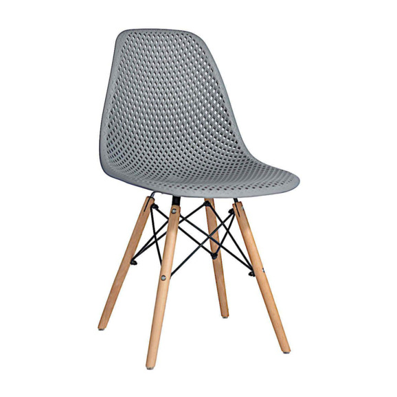 Стул пластиковый перфорированный Eames, бук, серый - фото 1