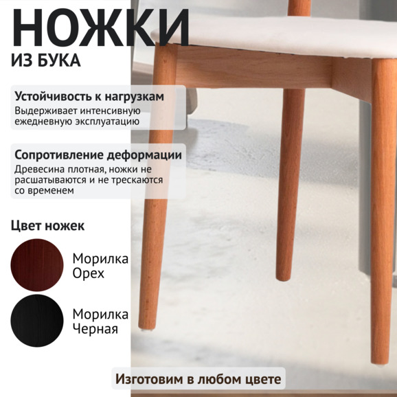 Стул Роквелл, велюр Velutto Lux 01, ножки бук под лак Стул Роквелл, велюр Velutto Lux 01, ножки бук под лак - фото 4
