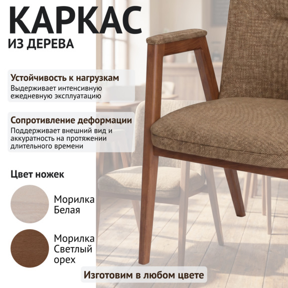 Стул Бали, рогожка Плей линен, морилка светлый орех - фото 4