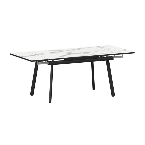 Стол раздвижной Гранди 1200+300+300, мрамор белый, черный муар - фото 1