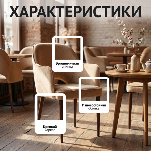 Стул Роза, велюр Фурла 151, ножки бук морилка старинный орех - фото 2