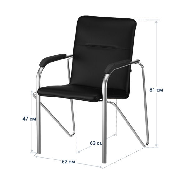 Стул Самба, экокожа Black, каркас хром, подлокотники бук, морилка черная - фото 4