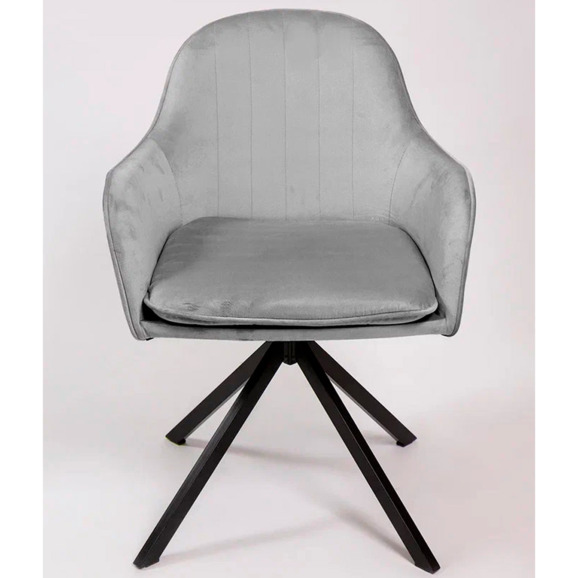 Кресло Сета, пирамида, поворотное основание, светло-серый, черный, велюр - фото 2