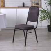 Фотография в интерьере товара Стул Гранд 20, флок Genezis grafit серый, каркас черный муар от компании ChiedoCover.