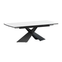 Настоящее фото товара Стол раздвижной Моден 1400х800+300, супер белый, черный муар, произведённого компанией ChiedoCover