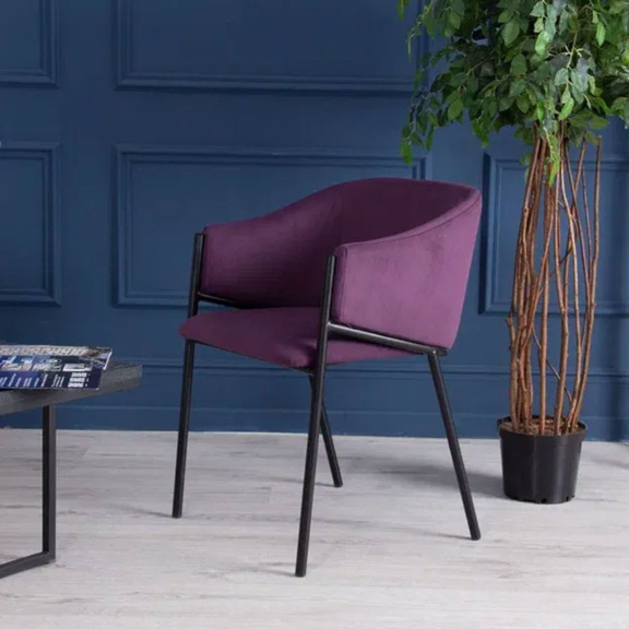 Фотография в интерьере товара Стул Vente, велюр Velutto 41, с логотипом, фиолетовый от компании ChiedoCover.