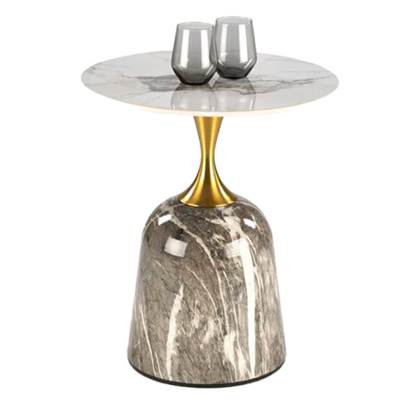 Стол журнальный Muse, белый мрамор, серый мрамор, золотой Стол журнальный Muse, белый мрамор, серый мрамор, золотой - фото 1
