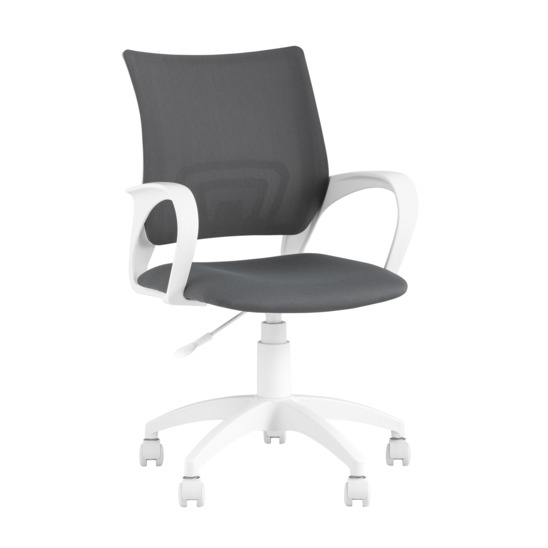 Кресло офисное TopChairs ST-BASIC-W серый крестовина пластик белый - фото 1