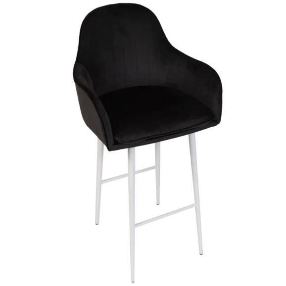 Кресло Сета, барные ножки, черный, белый, велюр - фото 1