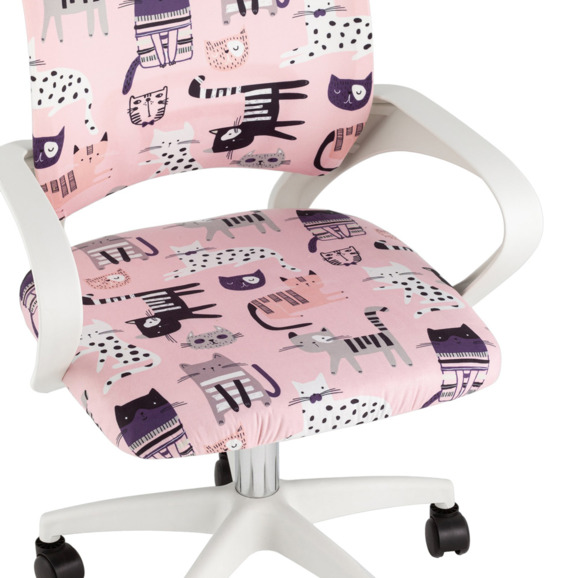 Кресло офисное TopChairs Simple SN Junior принт Pink Cats, белый - фото 7