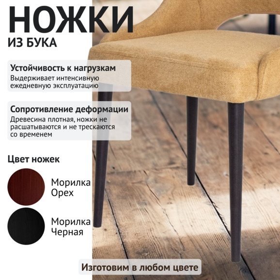 Стул Мила, шенилл Пиано 8, ножки бук морилка черная - фото 4