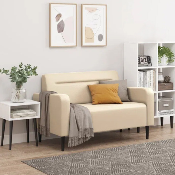 Диван Папилла, экокожа, 132 см, кремовый - фото 4