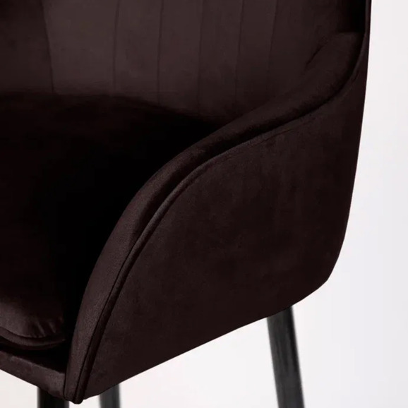 Кресло Сета, барные ножки, коричневый, черный, велюр - фото 11