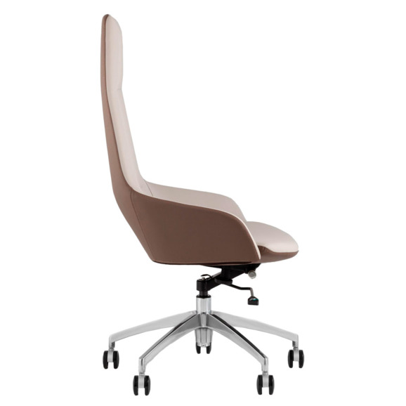 Кресло руководителя TopChairs Soulo светло-серый, коричневый - фото 3