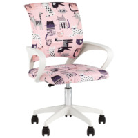 Фотография Кресло офисное TopChairs Simple SN Junior принт Pink Cats, белый от производителя ChiedoCover, картинка продукции, реальное фото товара Настоящее фото товара Кресло офисное TopChairs Simple SN Junior принт Pink Cats, белый, произведённого компанией ChiedoCover