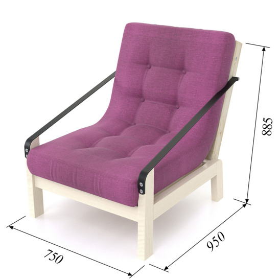 Кресло Кельвин беленый дуб, фиолетовое - фото 5