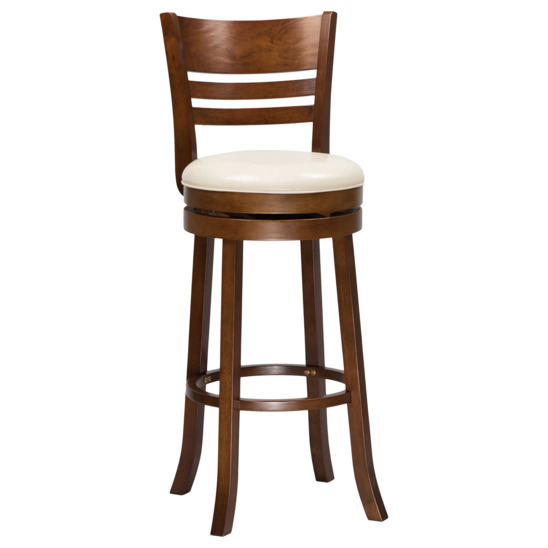 Барный стул крутящийся, белый, темно-коричневый - фото 1