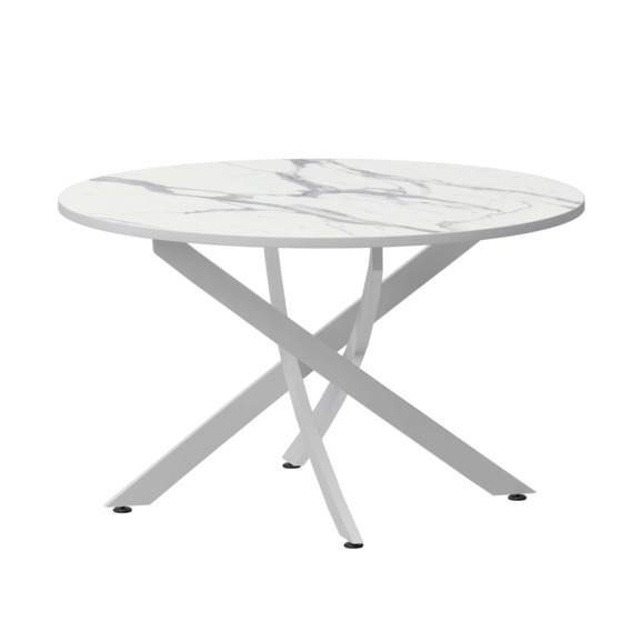 Стол нераздвижной Лид, 900мм, мрамор белый, белый муар Стол нераздвижной Лид, 900мм, мрамор белый, белый муар - фото 1