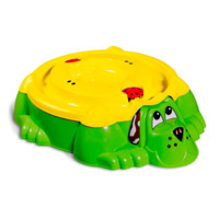 Настоящее фото товара Песочница с крышкой Собачка, зеленый/ желтый, произведённого компанией ChiedoCover