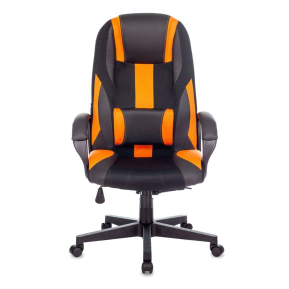 Кресло игровое TopChairs ST-CYBER 9 черный/ оранжевый, текстиль/ эко.кожа крестовина пластик - фото 2