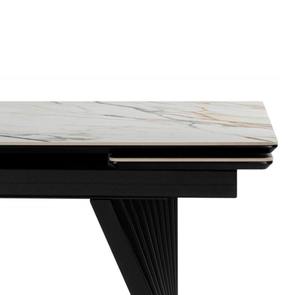 Керамический стол Вейв 160(220)х89 белый с прожилками gilt white / черный - фото 6