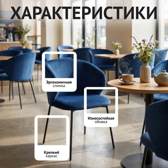 Стул Марк, велюр Велютто 26, опора без выступа, черный муар - фото 2