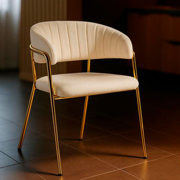 Стул на металлокаркасе Kamelia белый / ткань золотые ножки Стул на металлокаркасе Kamelia белый / ткань золотые ножки - фото 7