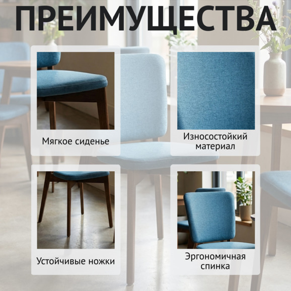 Стул Сафир, Рогожка Монтреаль 57 бирюзовый, старинный орех Стул Сафир, Рогожка Монтреаль 57 бирюзовый, старинный орех - фото 6