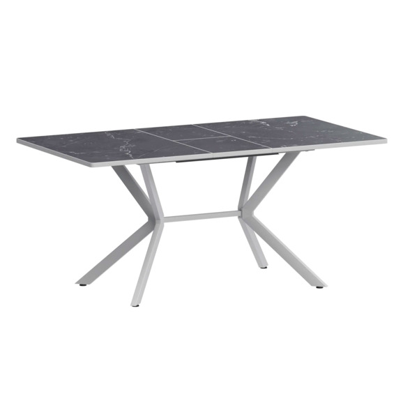 Стол раздвижной Сири 1200+300, даркстоун, белый муар - фото 1