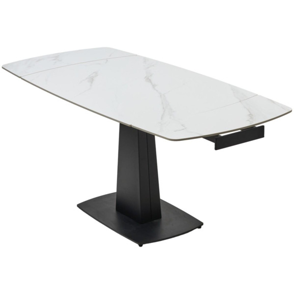 Стол BALDE 140 MATT WHITE MARBLE SOLID CERAMIC / BLACK - фото 1