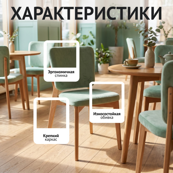 Стул Сафир, велюр Велютто 30, ножки бук под лак - фото 2