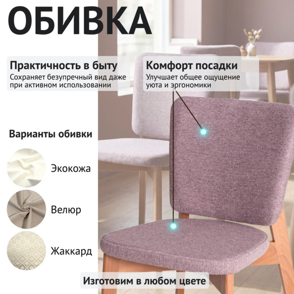 Стул Сафир, рогожка Лира 31 Ликас, ножки бук под лак - фото 3