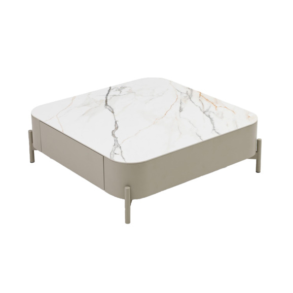 Журнальный стол Эклипс, бежевая матовая керамика - фото 1