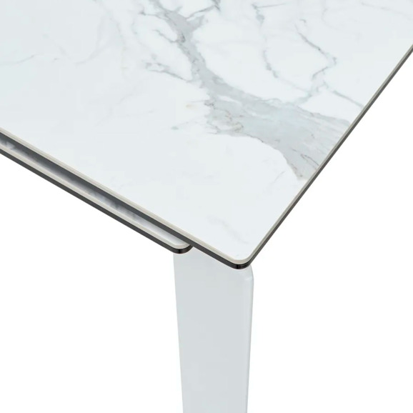Стол Corner 120 Matte statuario Белый мрамор матовый керамика, белый каркас - фото 4