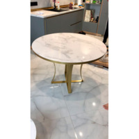 Стеклянный стол Нейтон белый мрамор / золото