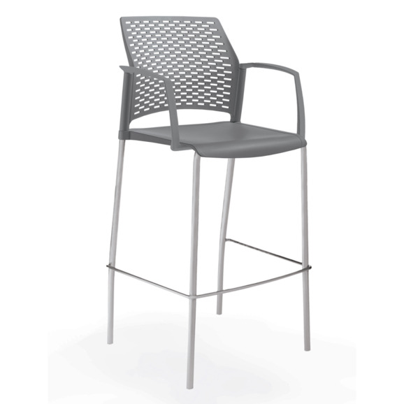 Стул Ревайнд барный с закрытыми подлокотниками, серый - фото 1