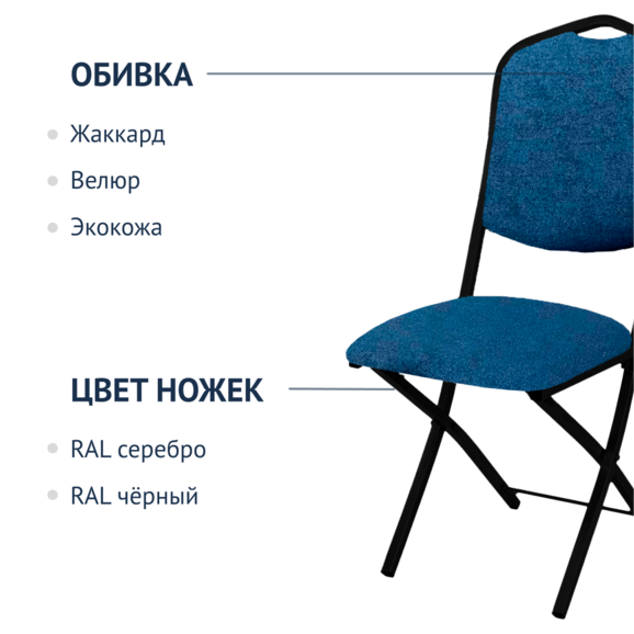 Стул Хит 20мм складной, рогожка Levis 78, каркас черный - фото 2
