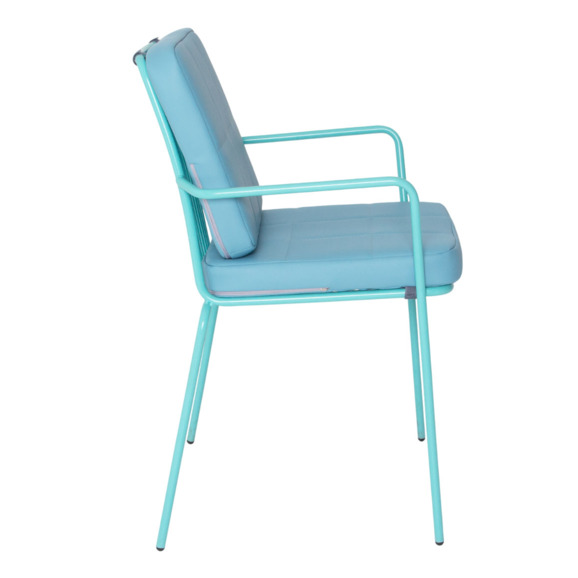 Стул Лион с подлокотниками и подушкой, экокожа Pastel Blue - фото 6