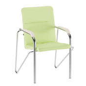 Фотография товара Стул Самба, экокожа лайт грин, каркас хром, подлокотники бук, морилка белая от компании ChiedoCover.