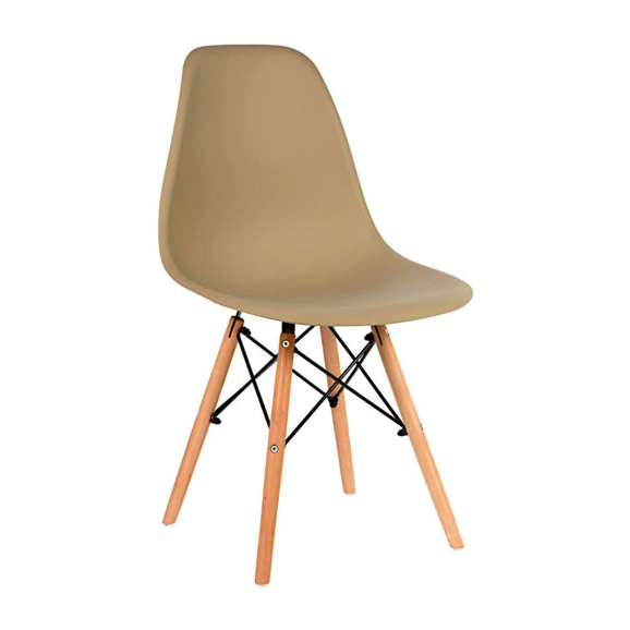 Стул пластиковый Eames, кофе с молоком, каркас бук - фото 1