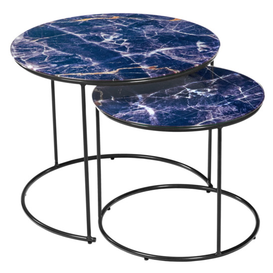 Набор кофейных столиков Tango, темно-синий, черные ножки - фото 1