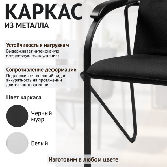 Стул Самба, черная рогожка, каркас черный - фото 4