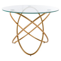 Настоящее фото товара Стол обеденный Dilemma, прозрачный, золотой, произведённого компанией ChiedoCover