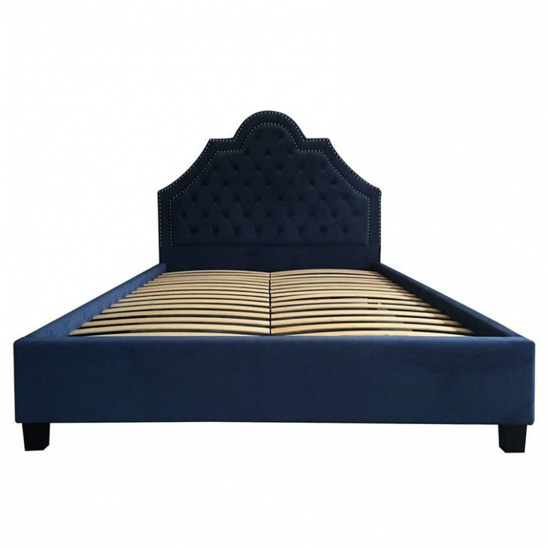 Кровать двуспальная с изголовьем Ньюри синяя - фото 1