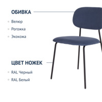 Фотография товара Стул Париж, велюр велютто 53, каркас Ral 9005 от компании ChiedoCover.